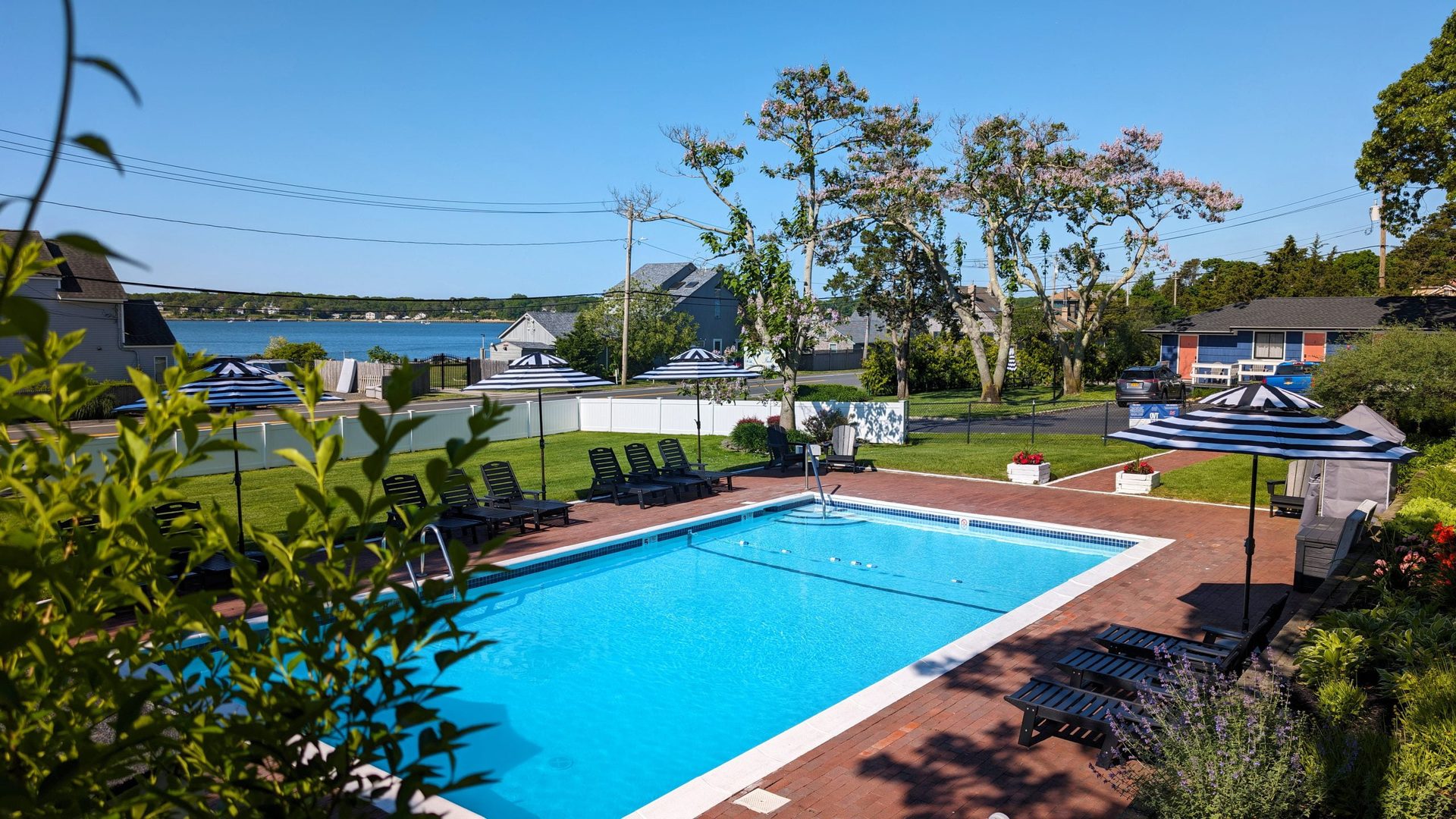 Pool and lounge area at Ocean View Terrace Inn, perfect for festival recovery